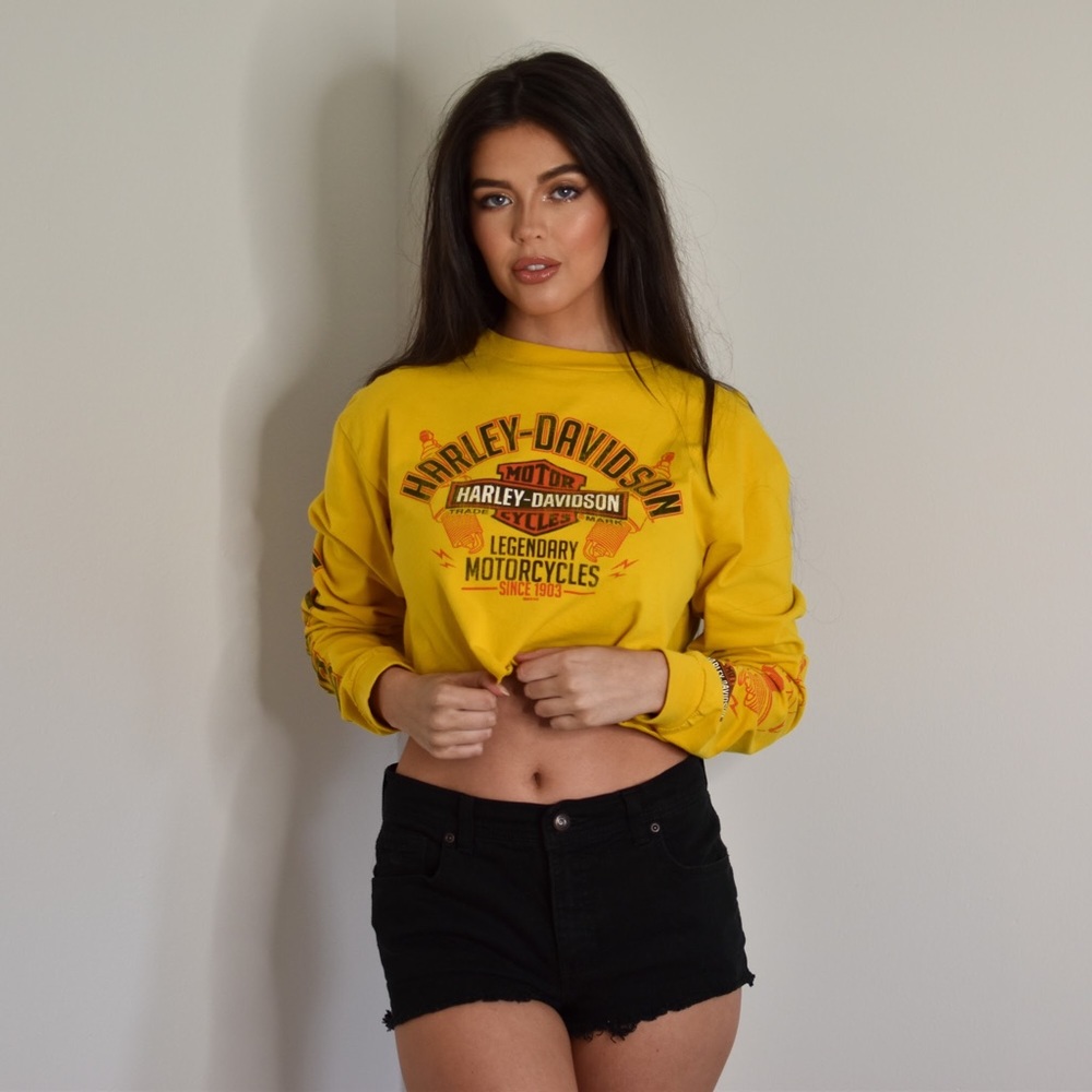 Harley-Davidson Long Sleeve Seattle Crop Top Tee - Picture 4 of 5